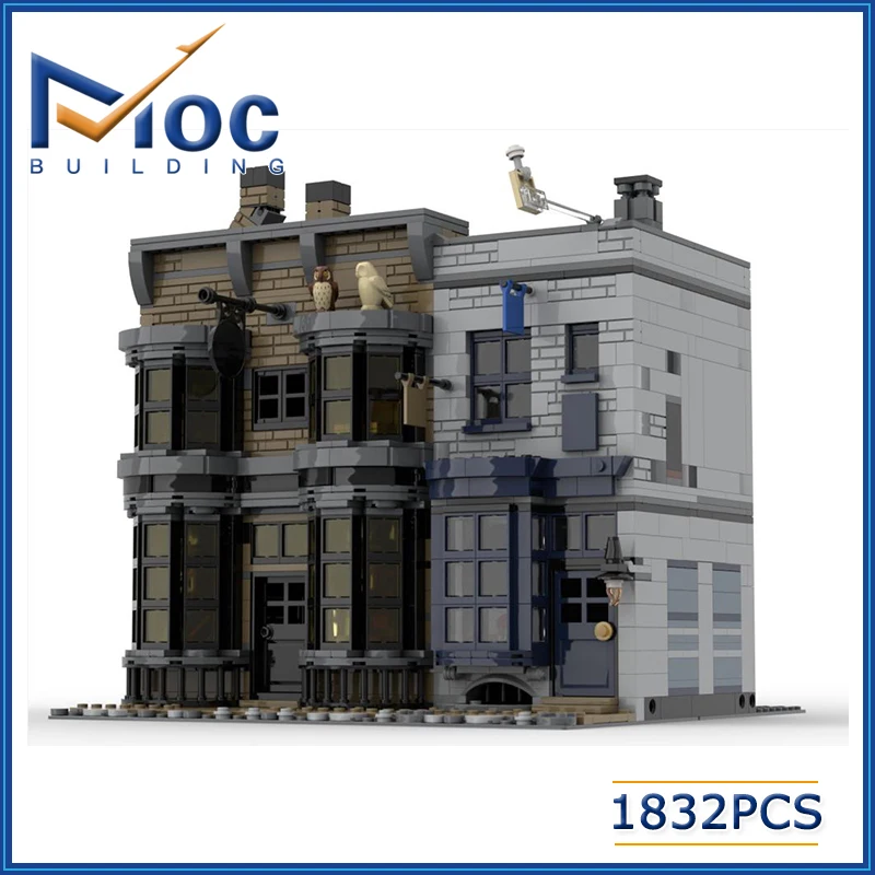 Street Scene Building Model Modular Ollivander Wand Shop Building Block Giocattoli Per Bambini Regali Moc-144229