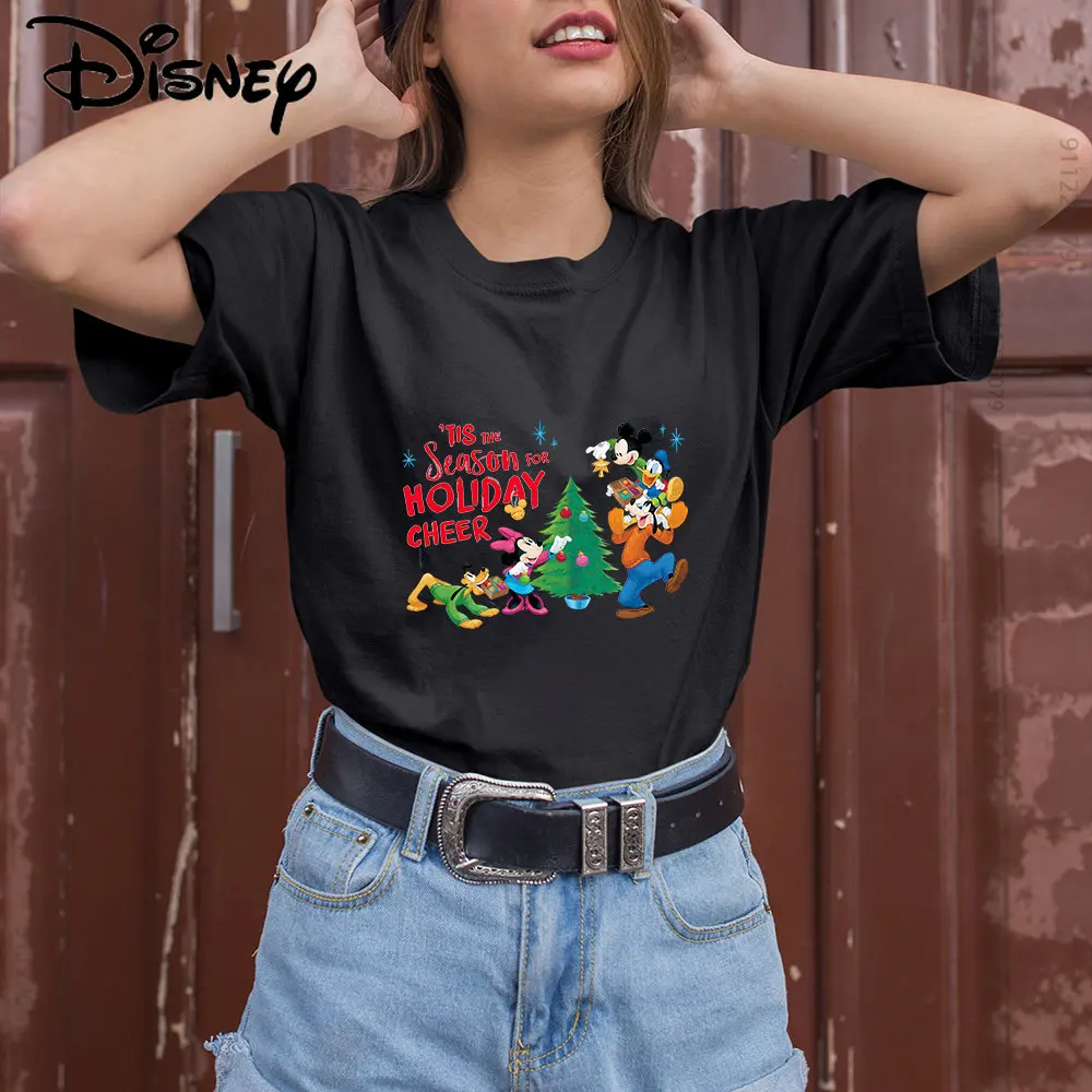 Disney Christmas Vibes T-Shirt American Harajuku Fashion Merry Xmas Women'S Clothes Aesthetic 2022 New Blouses Fast Delivery