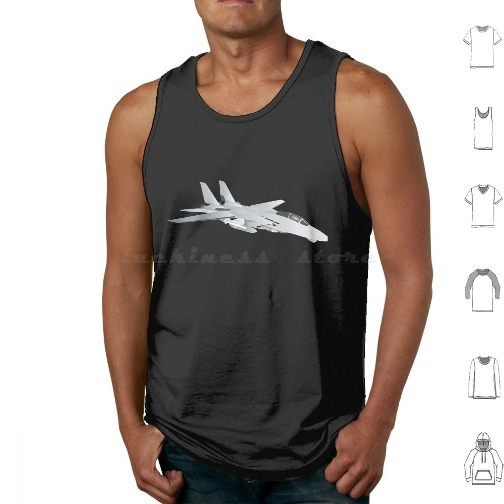 American F-14 Jet Fighter Canotte Gilet Senza Maniche F 14 F14 Tomcat Jet Jet Fighter Fighting Military Airforce Grey Aviation