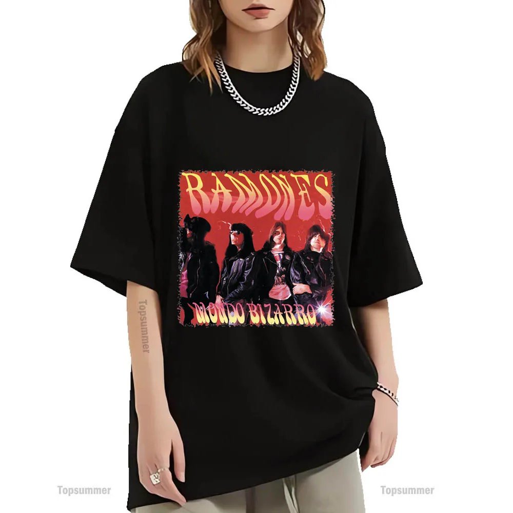 Mondo Bizarro Album T Shirt Ramones Tour T-Shirt Teens Fashion Harajuku Black Tshirt Ragazzi Ragazze Abbigliamento Oversize