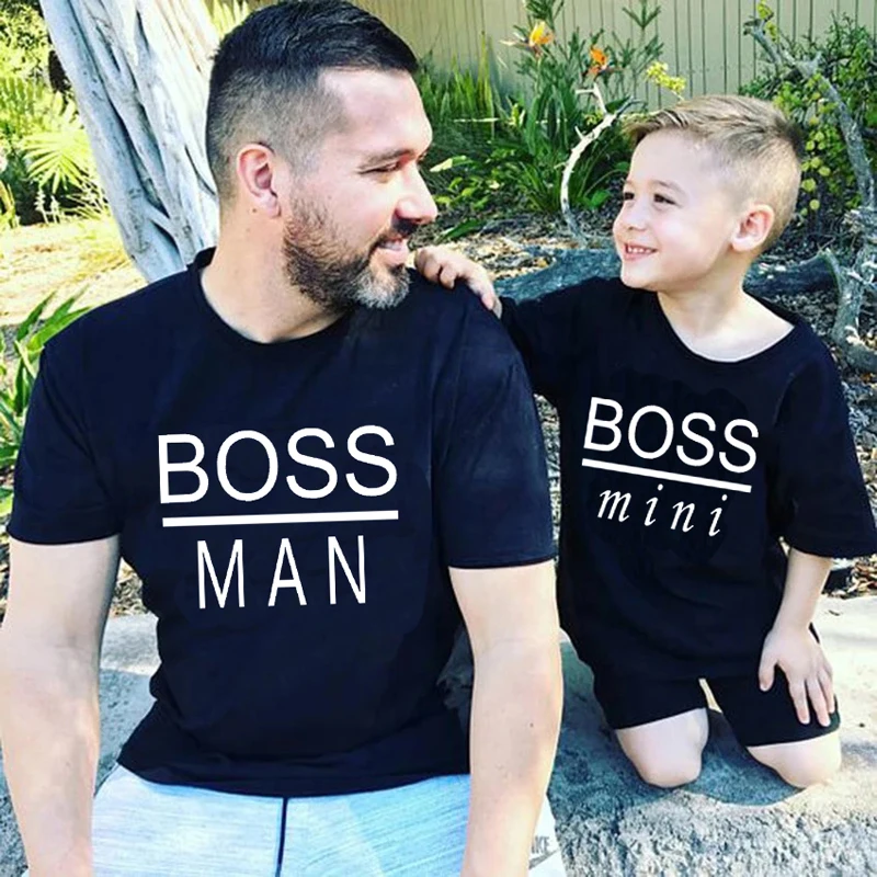 New Boss Man And Boss Mini Father And Son T Shirt Summer King Prince Big Men Little Men Me And Dad Clothes Abbigliamento Per La Famiglia