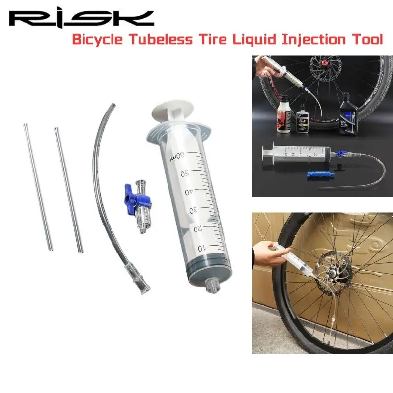 Rischio Bicicletta Tubeless Pneumatico Liquido Strumento Di Iniezione Pneumatico Tubeless Sigillante Iniettore Siringa Tubo Di Gomma Kit Per Strumento