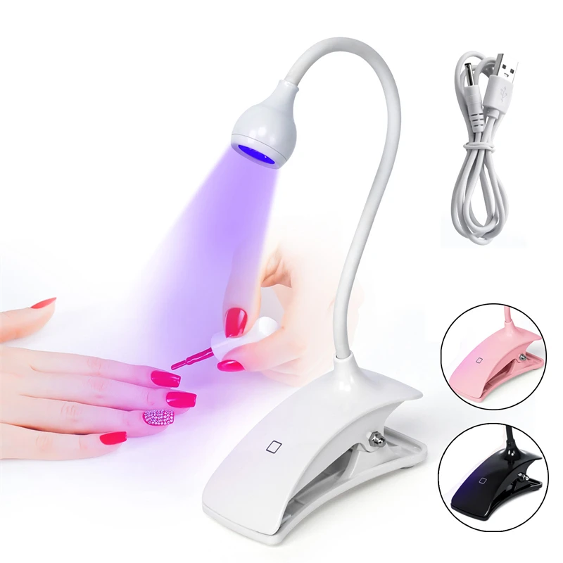 Usb Gel Curing Nail Dryer Lamp Mini Portable Ultraviolet Flessibile Clip-On Desk Touch Screen Manicure Polish Solidificare La Luce Uv