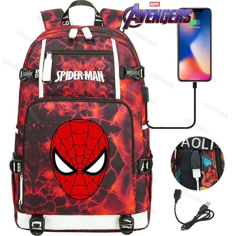 Captain America Avengers Zaino Mar Tema Zainetto Con Usb Mochila De Viaje Studio Cancelleria Supereroe Anime Figure Borse