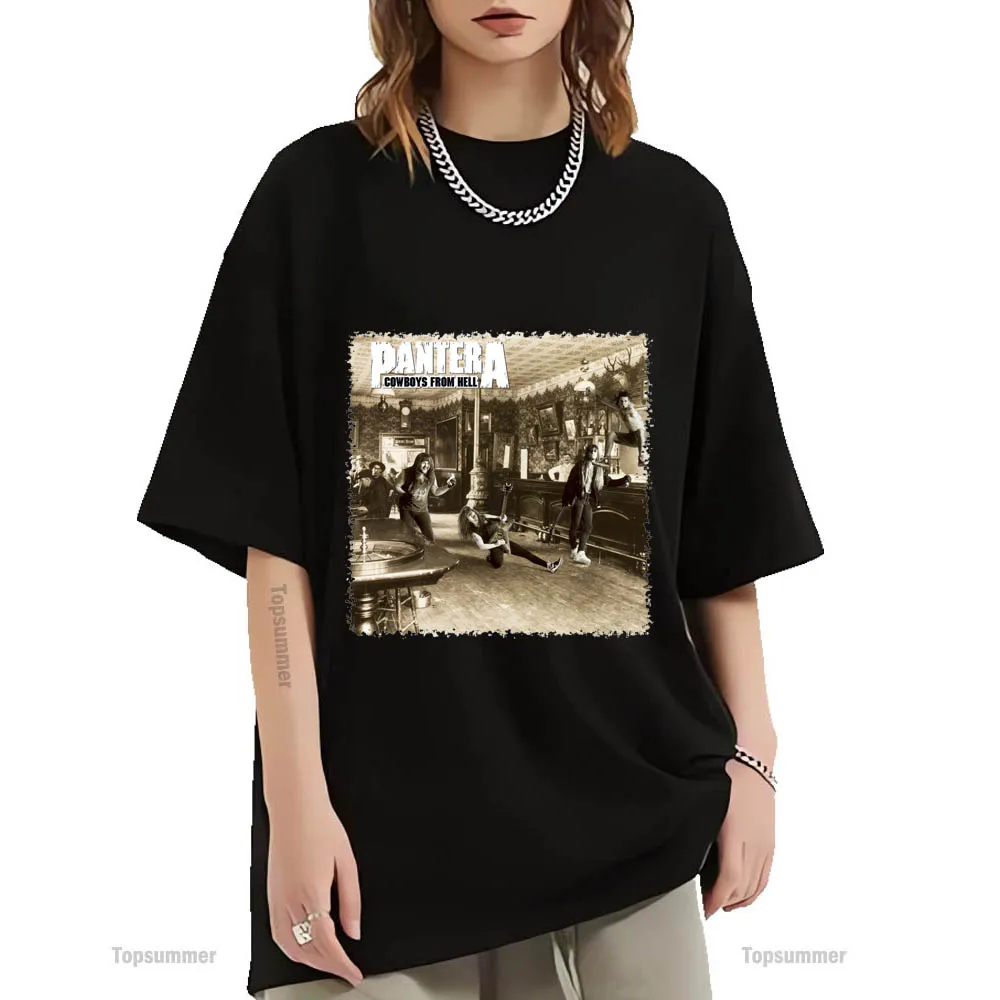 Cowboys From Hell Album T-Shirt Pantera Tour T Shirt Teens Pop Streetwear Magliette Oversize Boy Girl Graphic Print Top