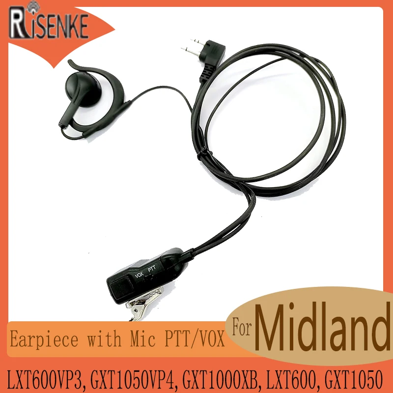 Auricolari Per Walkie Talkie Risenke Per Midland, Xt80,Lxt480,Lxt600Vp3,Gxt1000Vp4,Gxt1050Vp4,Gxt1000Xb,Lxt500,Lxt600,Gxt1000,Gxt1050