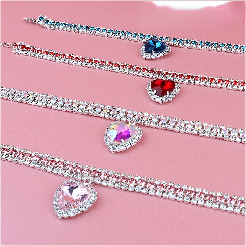 Nuovo Collare Per Animali Domestici Accessori Per Gatti Collare Per Gatti Ciondolo D'Amore Collana Con Diamanti A Tre File Collana Per Gatti Accessori