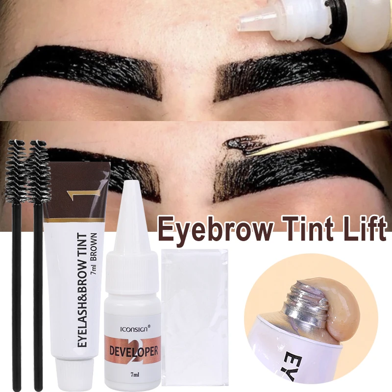 Kit Tinta Per Sopracciglia Veloce Nero Marrone 2 In 1 Gel Per Sopracciglia Lash Lift Tint Trucco Professionale Semipermanente Impermeabile Per Sopracc