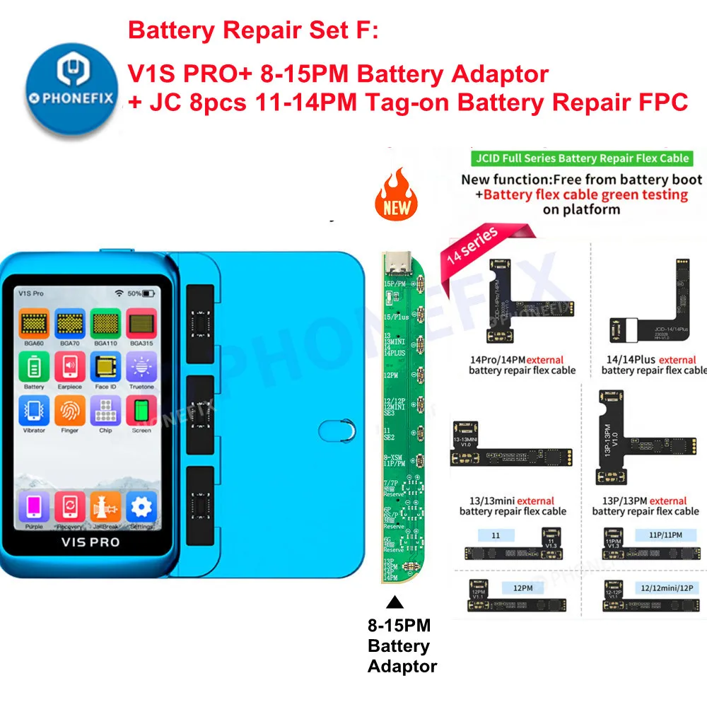 Jcid V1Se V1S Pro Originale Riparazione Batteria Flex Per Iphone 11 12 13 14 Pro Max Mini Batteria Di Avvertimento Cavo Di Ricambio Esterno