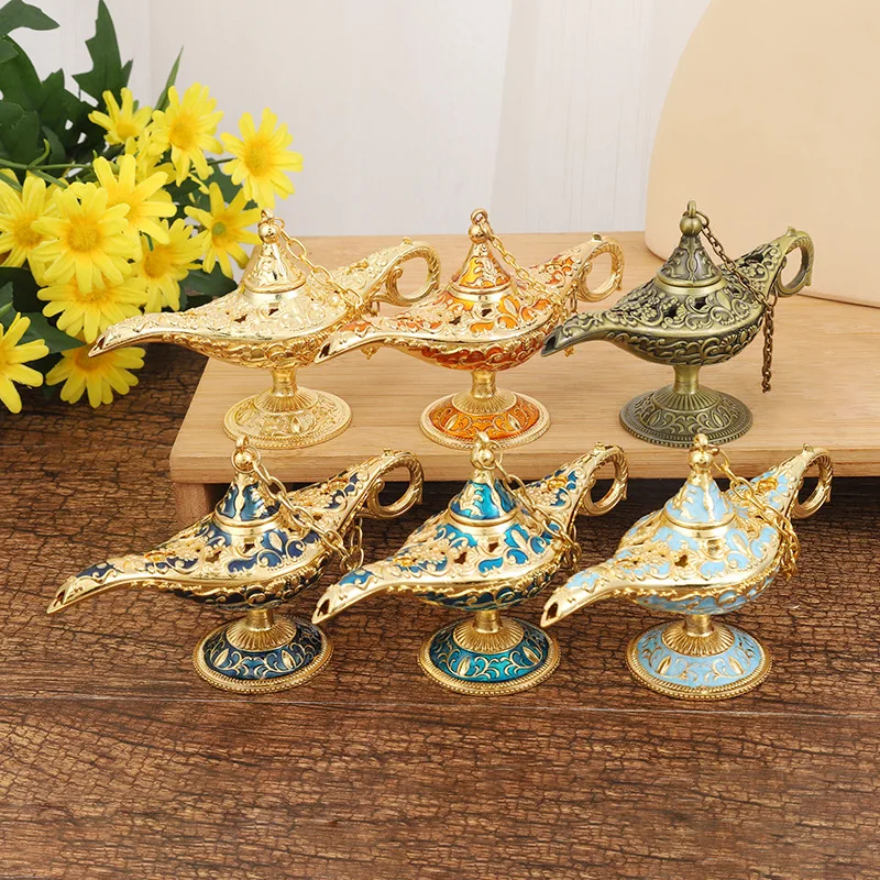 Lega Aladdin Divine Lamp Small Metal Wishing Lamp Art Decoration Retro European Crafts Home Decoration
