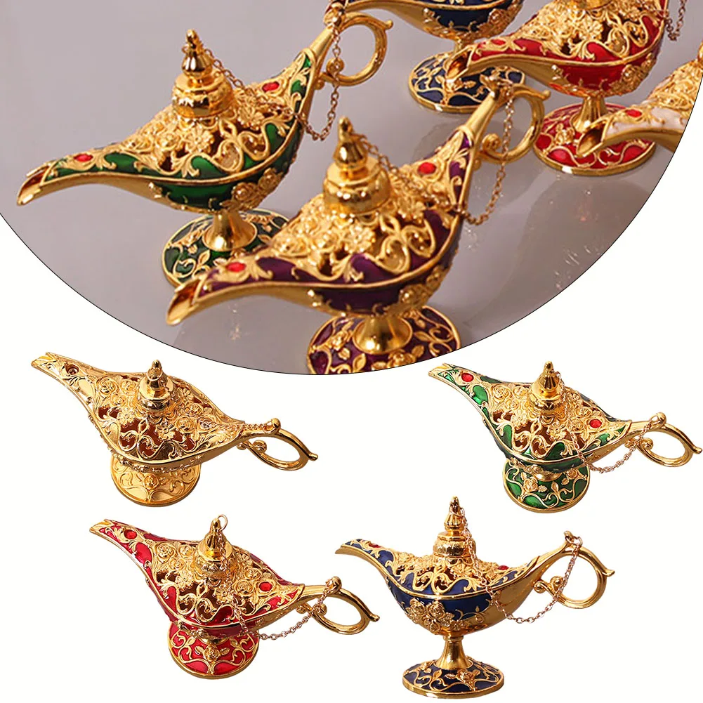 1 Pz Aladdin God Lights 12*7.6*4.4Cm Lampada Wish Lamp Retro Wishing Lamp Vintage Desktop Ornament Decorazioni Per La Casa Arabe