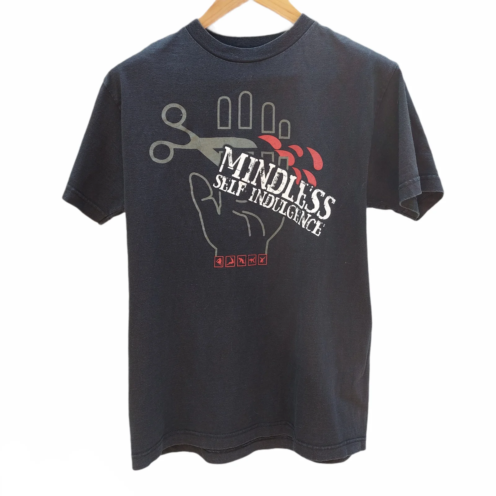T-Shirt Vintage Anni '90 Mindless Self Endulity Mega Rare Made In Usa Sz M Maniche Lunghe O Corte
