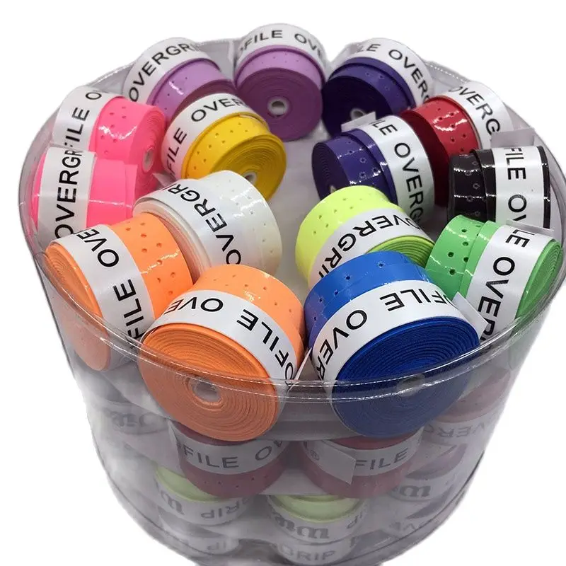 60 Pz Spedizione Gratuita Antiscivolo Tennis Overgrip Pu Appiccicoso Perforato Squash Racchette Overgrip Involucri Assorbenti Dal Sudore