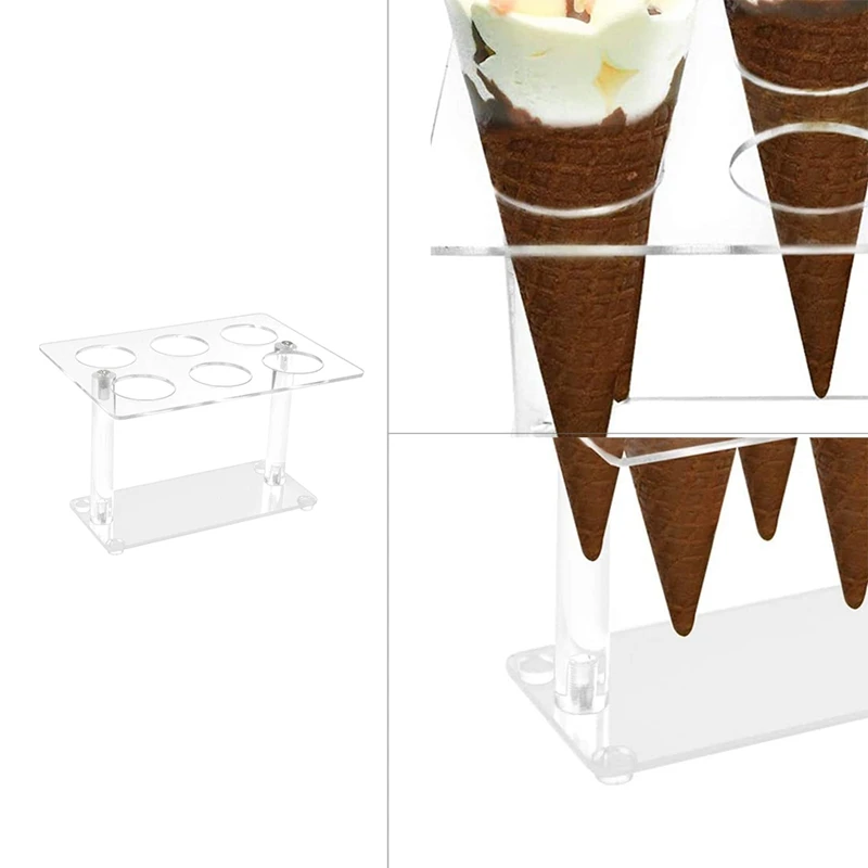 Supporto Per Cono, Supporto Per Cono Gelato In Acrilico Trasparente, Espositore Per Cono, Supporto Per Cono Per Sushi A Mano (6 Fori)