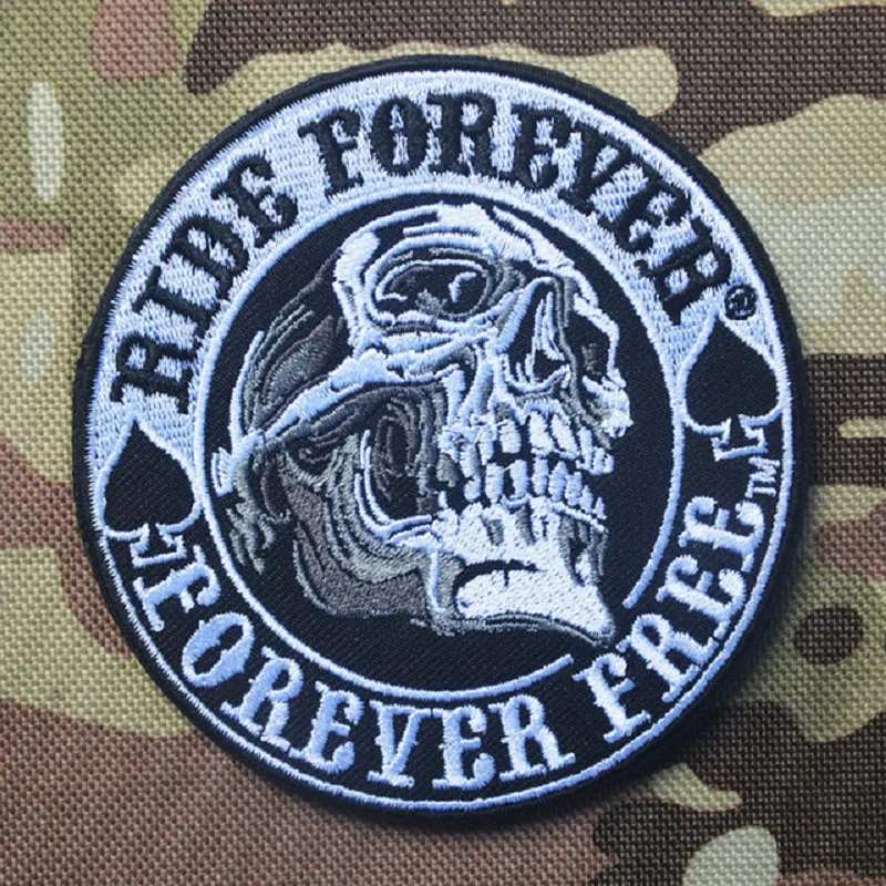 Spade Skull Outlaw Anarchy Biker Patch Abbigliamento Live Free Ride Patch Forever Free Skull Moto Uniforme Patch Biker Badge