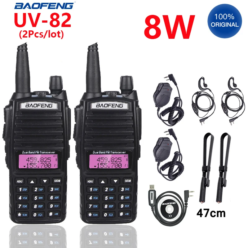 2 Pz/Lotto Baofeng Uv 82 100% Radio Bidirezionale Portatile Originale Bf Uv82 Dual Ptt Radio Baofeng 8W Walkie Talkie Portatile Uv-82 2021