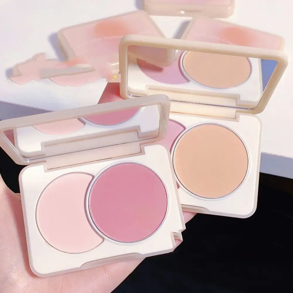 Nude Dual-Color Combination Blush Sweet Sweatproof Long Lasting Peach Blush Powder Simple Glassato Bicolore Blush Women