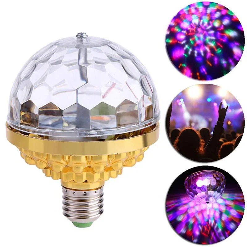 D5 Golden Stage Disco Dj Lights 360 ° Rotante Colorato Party Lamp E26 E27 Disco Ball Bulb Light 6W Rgb Led Bulb Indoor Outdoor