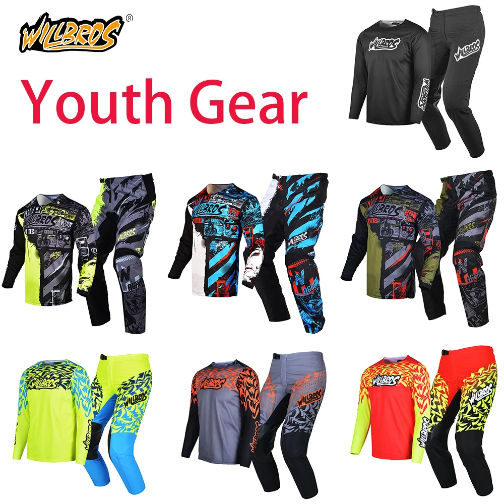 Willbros Mx Youth Kids Jersey Pants Combo Motocross Dirt Bike Offroad Racing Suit Moto Mountain Bmx Enduro Mtb Gear Set