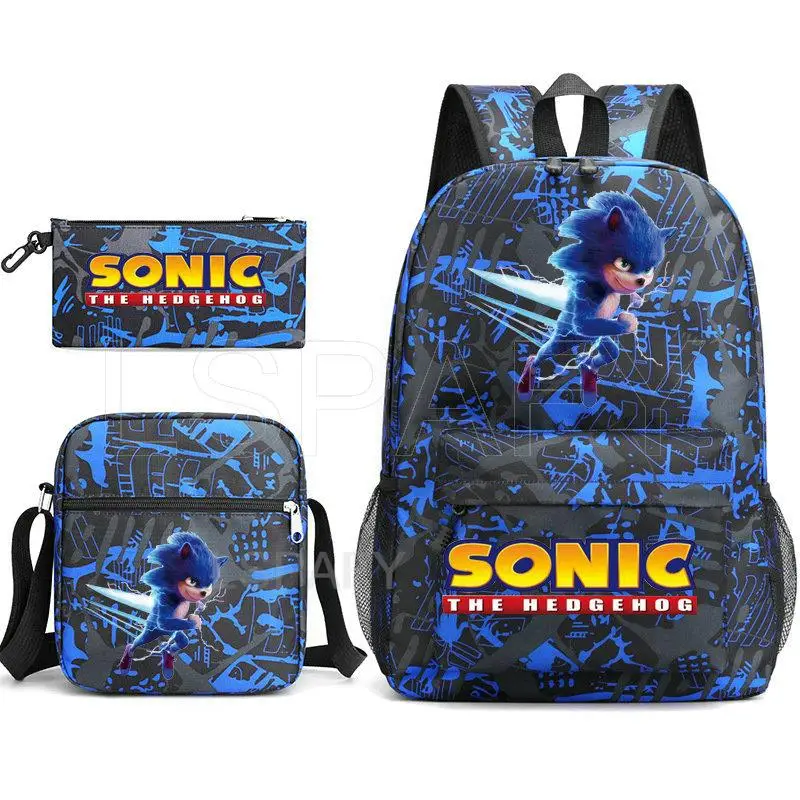 Zaino Da Corsa Sonico Borsa Da Scuola Per Cartoni Animati Zaini Di Grande Capacità Per Viaggiare Ogni Giorno Ragazzi Ragazze Bookbags 3 Pezzi Set