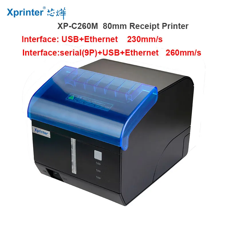 Xprinter Xp-C260M Stampante Termica Per Ricevute Da 80Mm Usb + Ethernet/Wifi /Bluetooth/Allarme Sonoro E Luminoso Stampante Pos Stampante Da Cucina