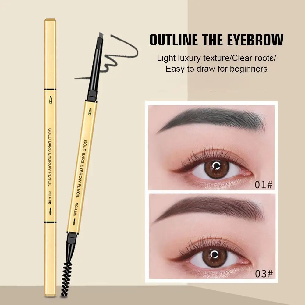 Matita Per Sopracciglia Impermeabile 5 Colori Piccola Penna Per Sopracciglia Con Barra D'Oro Per Le Donne Strumento Cosmetico Per Matita Per Sopraccig