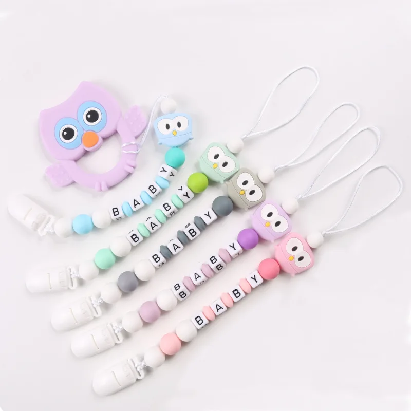 Baby Nome Personalizzato Clip Per Ciuccio Succhietto Massaggiagengive In Silicone Ciuccio Supporto Per Capezzolo Clip Neonato Dentizione Allattamento 