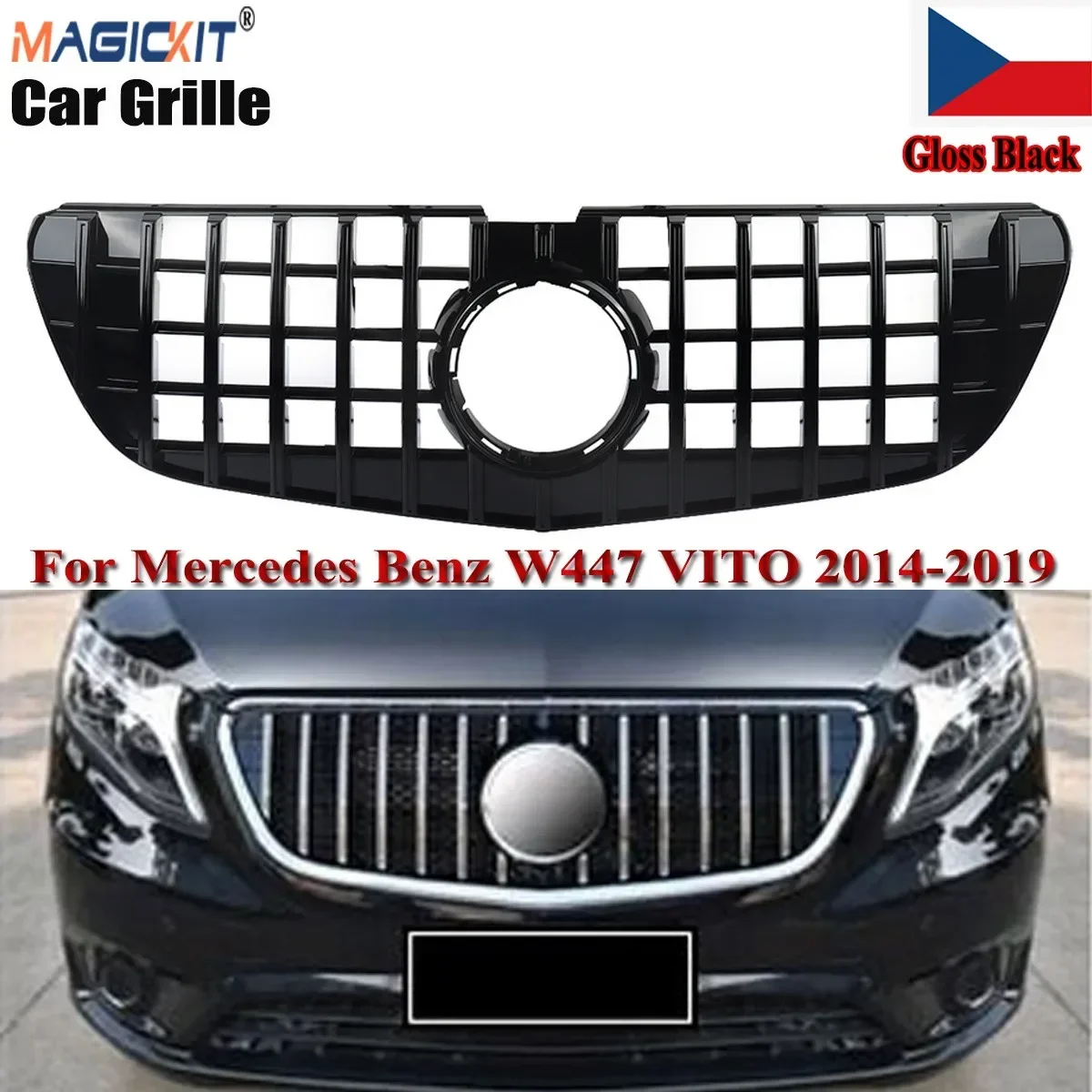 Magickit Griglia Anteriore Sport Per Mercedes-Benz W447 Vito 14-2019 Gt Panamericana Amg Look