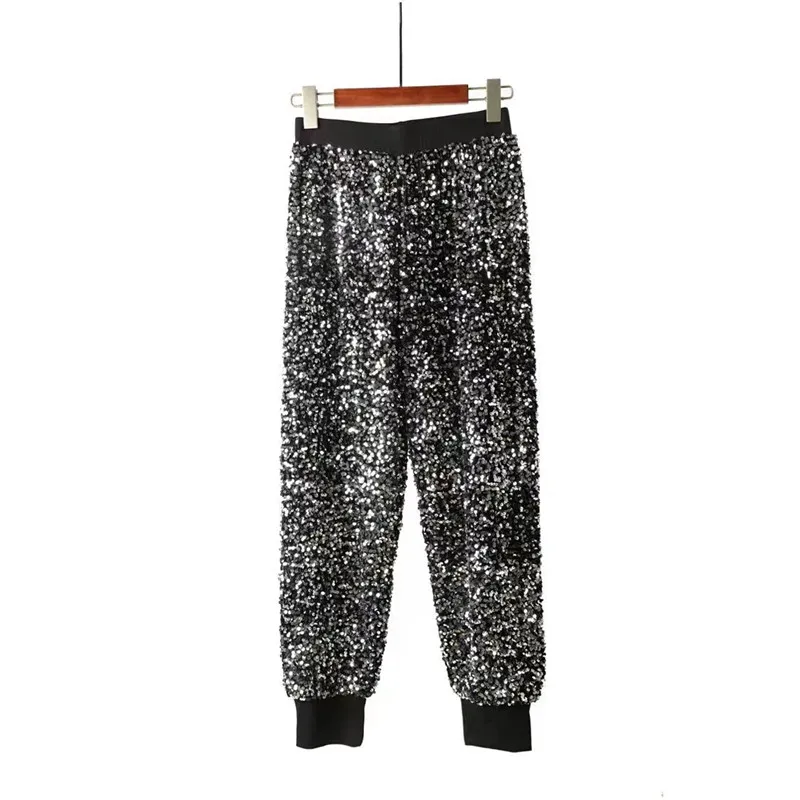 Pantaloni Harlan Con Paillettes Donna Streetwear Casual Moda Coreana Donna Pantaloni A Vita Alta 2023 Trend Abbigliamento Femminile Pantaloni Larghi