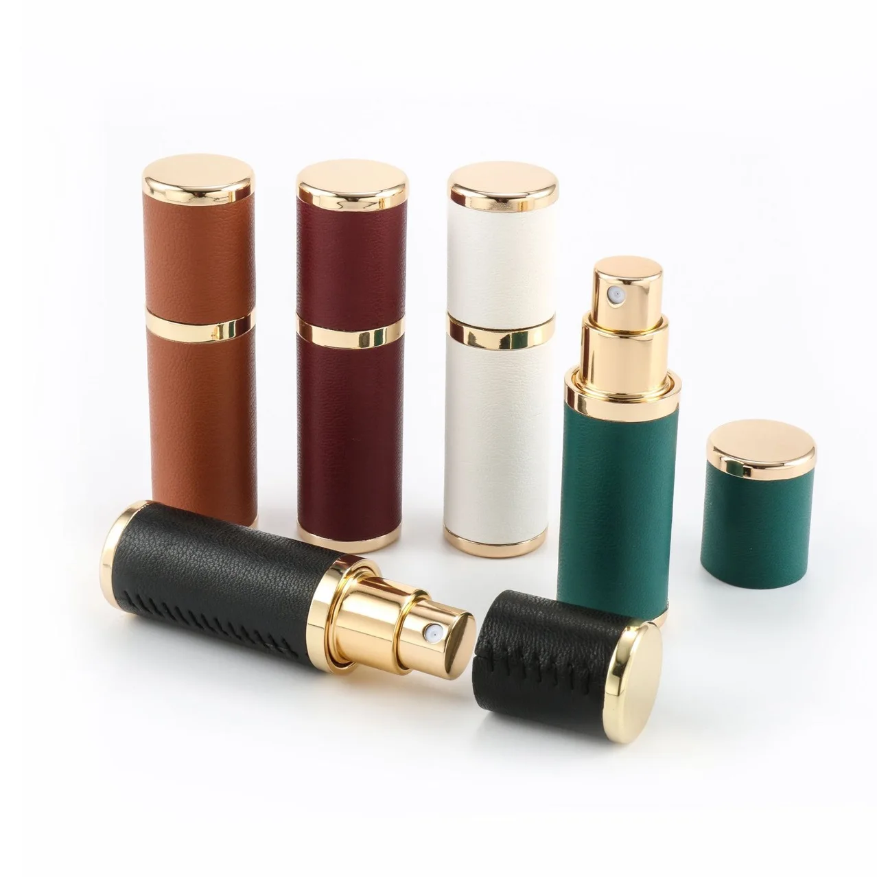 Flacone Di Campionamento Del Profumo Riutilizzabile In Pelle Premium Con Flacone Spray Ultra Fine Da 5Ml Per Nebulizzatore Di Profumo Da Viaggio Per U