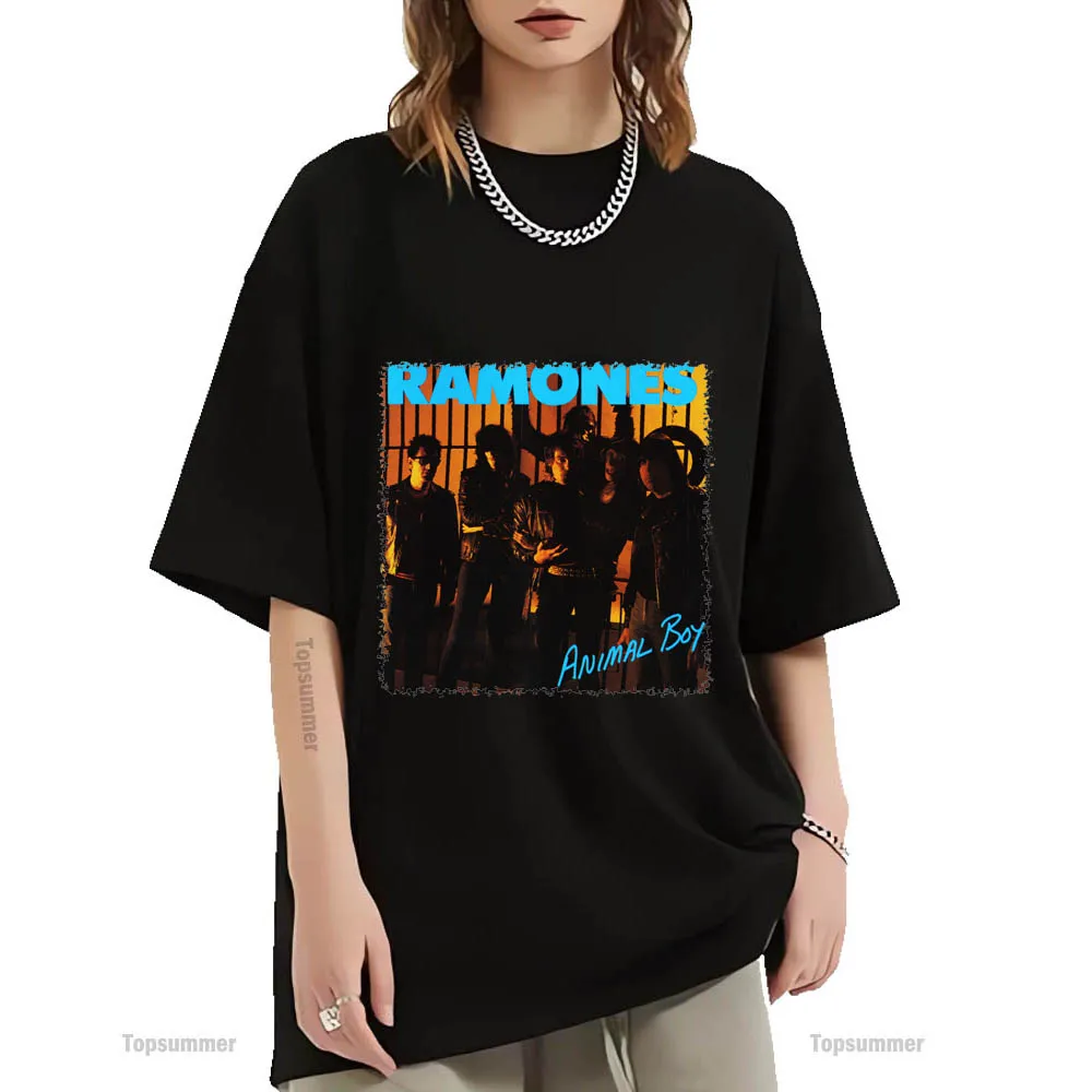 Animal Boy Album T-Shirt Ramones Tour T Shirt Donna Pop Harajuku Cotton Tee Shirt Uomo Black Tops