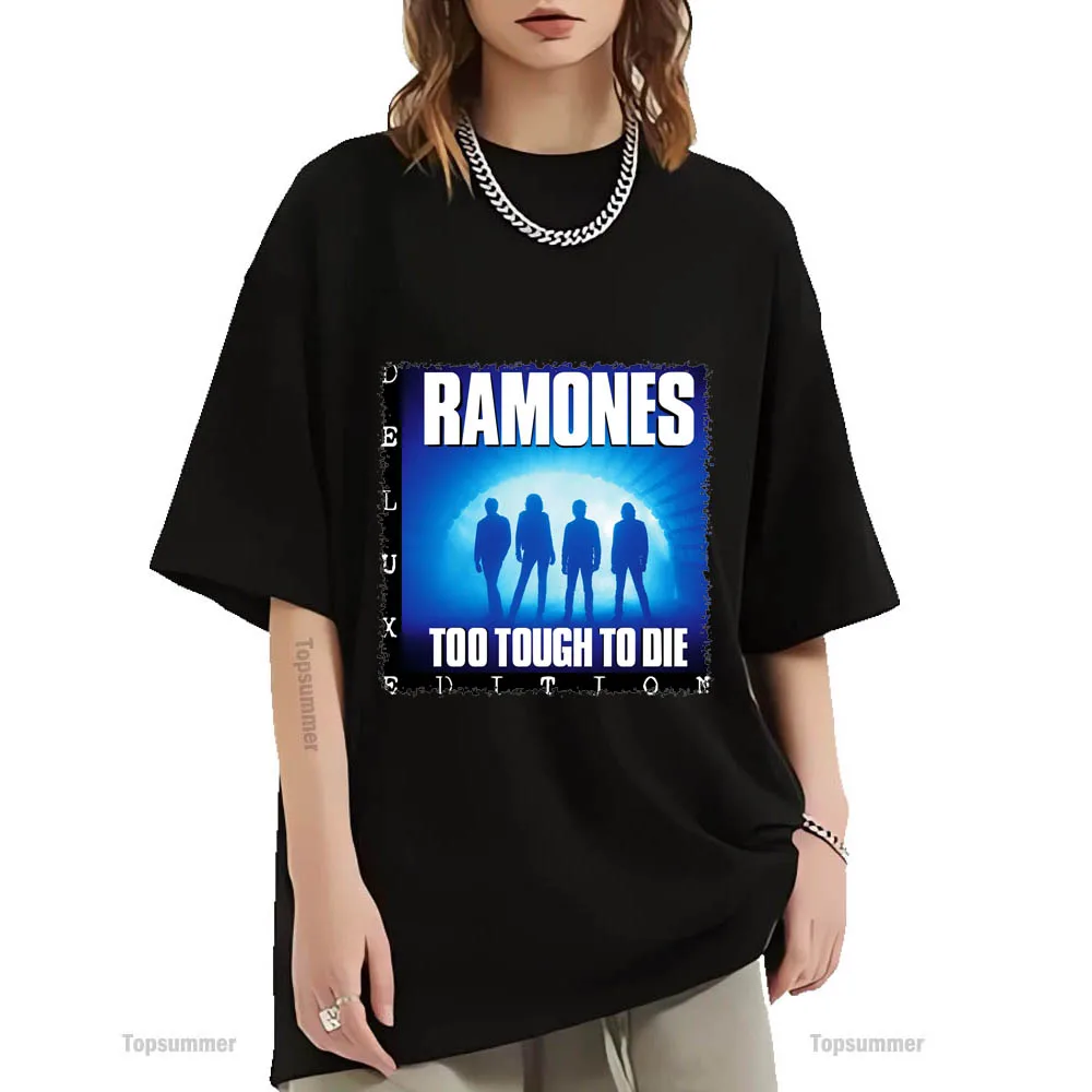 Too Tough To Die Album T Shirt Ramones Tour T-Shirt Donna Hip Hop Harajuku T-Shirt Nere T-Shirt Manica Corta Da Uomo