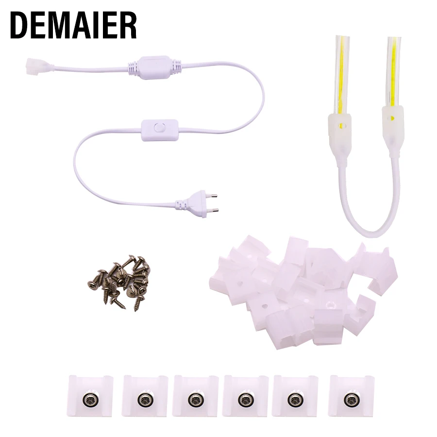 Cob Led Strip Light Fix Clip Connettore Accessori 220V Eu Led Strip Plug Per Cob 360Led 12Mm Light Strip Connector 2Pin