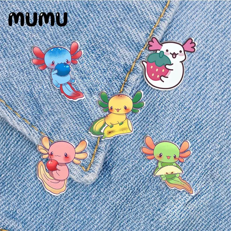 2023 New Lovely Fruit Axolotl Spilla Banana Apple Animal Spille Acriliche Fatte A Mano Gioielli Epossidici Borsa Camicia Distintivo