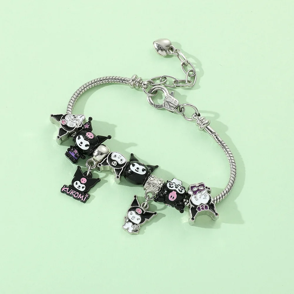 Sanrio Hello Kitty Bracciali Donna Colore Argento Kuromi Charms Bracciale Ragazza Gioielli Moda Perline Accessori Regalo Di Compleanno Per Bambini