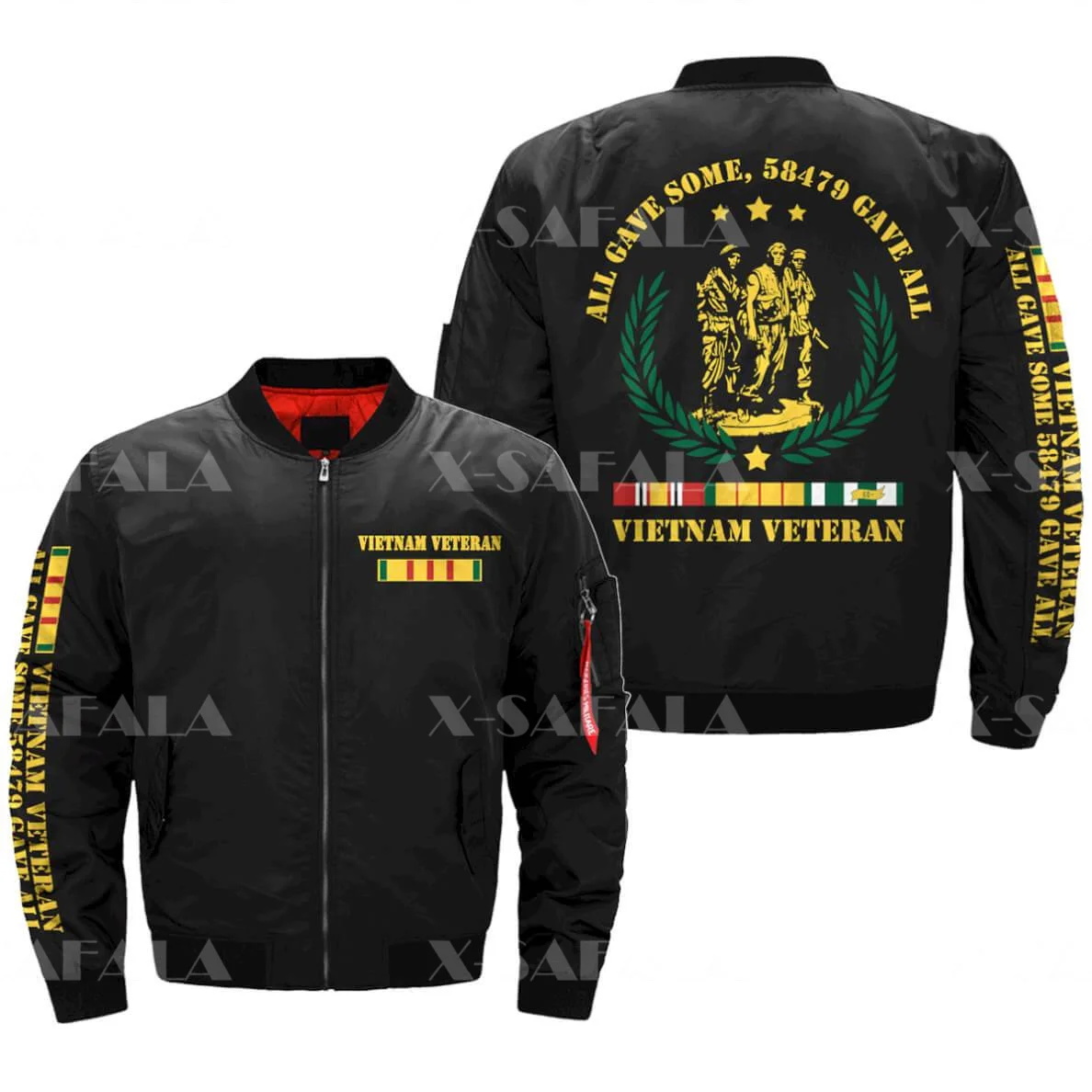 Vietnam Veterano Dell'America Mens Unisex 3D Bomber Print Zipper Flight Jacket Casual Harajuku Women Streetwear Cappotti Spessi
