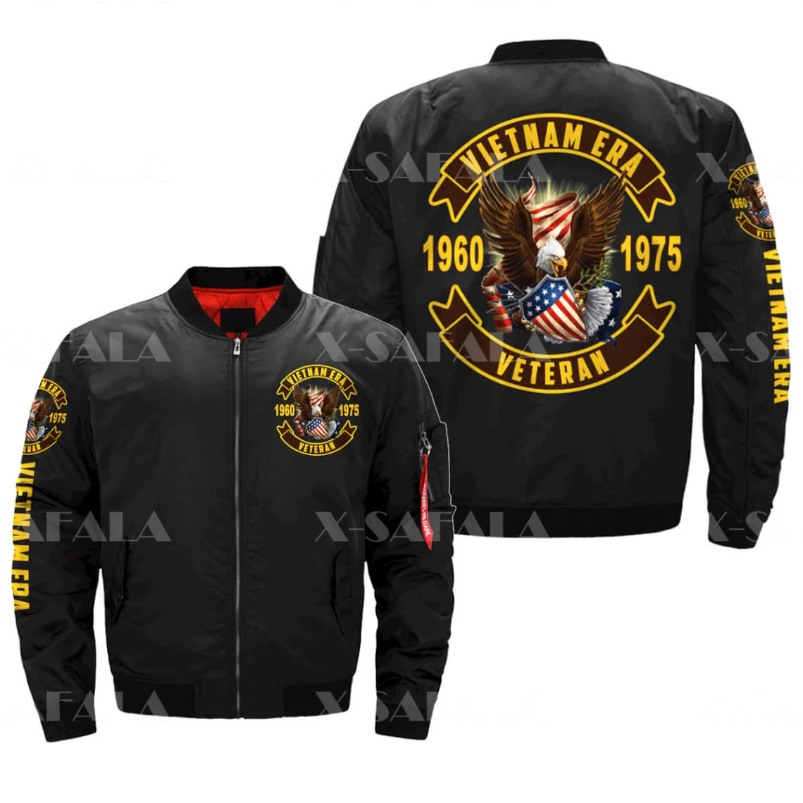 Vietnam Era Veterano Dell'America Mens Unisex 3D Bomber Print Zipper Flight Jacket Casual Harajuku Women Streetwear Cappotti Spessi