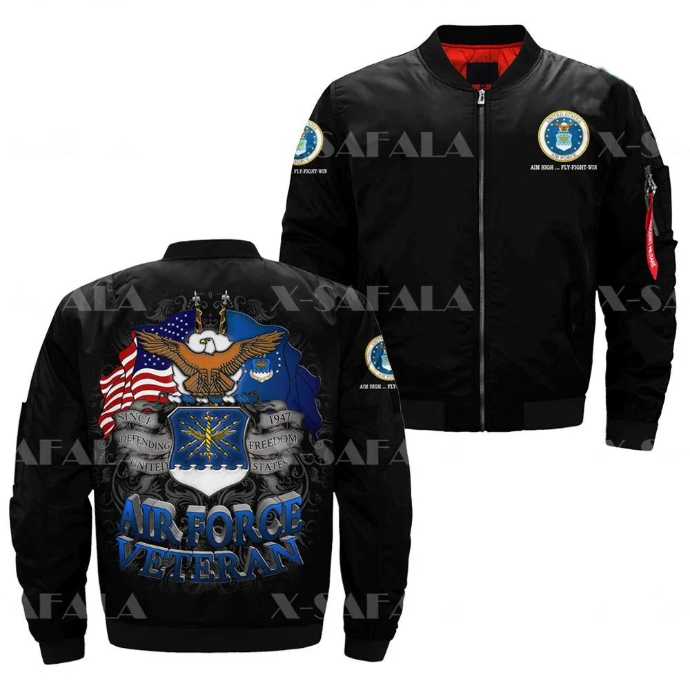 Air Force America Sea Flag Mens Unisex 3D Bomber Print Zipper Flight Jacket Casual Harajuku Women Streetwear Cappotti Spessi