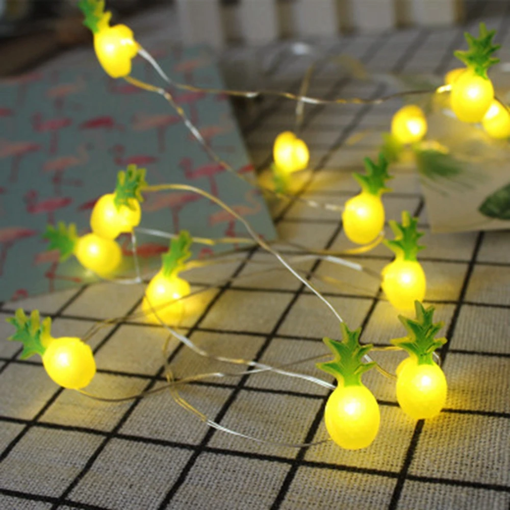 2M Led Ananas String Light Flamingos Decoration 20 Lights Unicorn Party Hawaii Party Baby Shower Wedding Bedroom Decor Lights