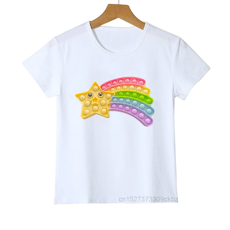 2022 Cute Colorful Kawaii Five-Point Star Tshirt T-Shirt Unisex Flivy N. 8 Envelope Pop It Print T-Shrit Boys Girls T Shirt Harajuku Tee Tops