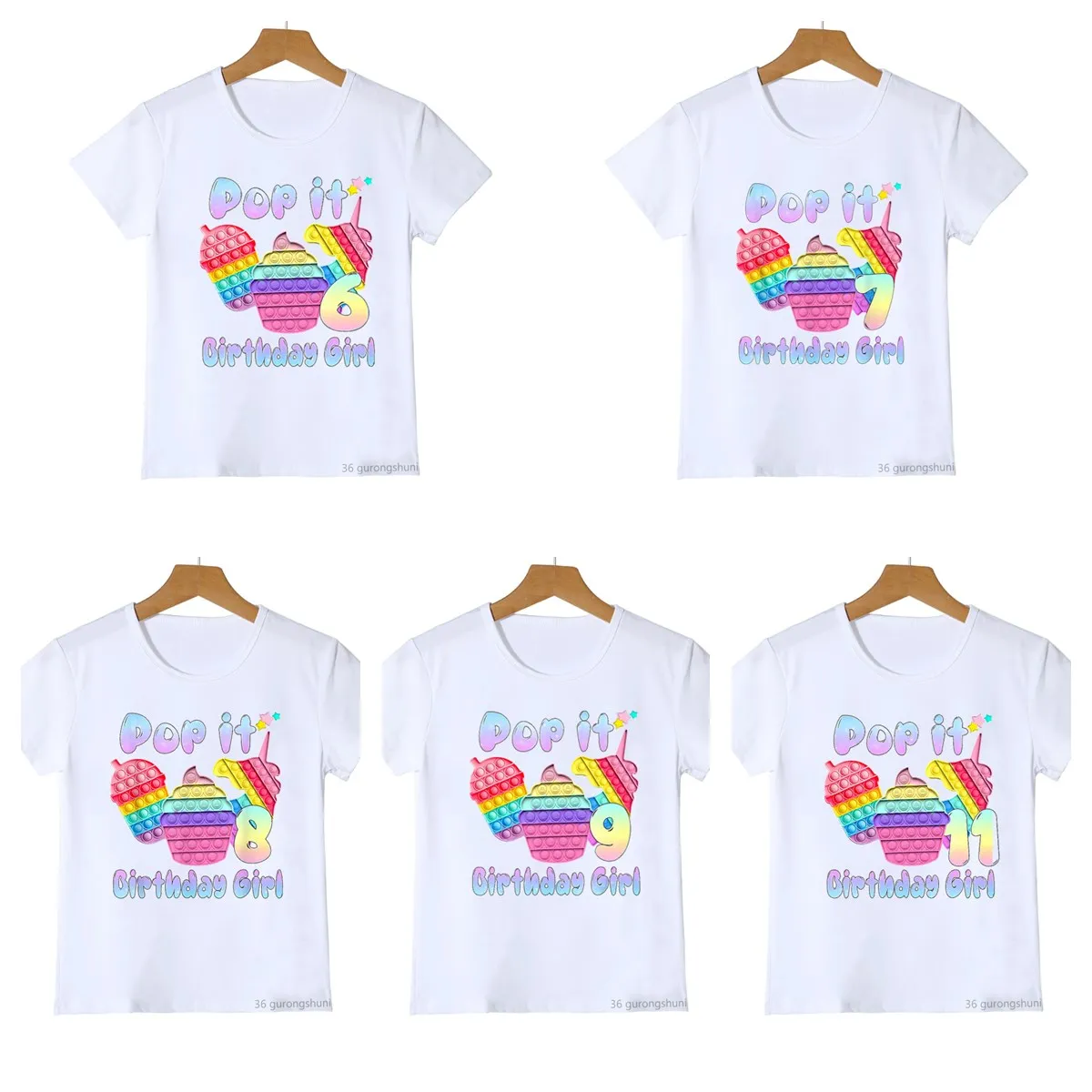 Kawaii Unicorn Ice Cream Поп Ит Pop It T-Shirt 6 7 8 9 11Th Happy Birthday Gift T Shirt Baby Boys Vestiti Ragazza Tshirt Tees Top
