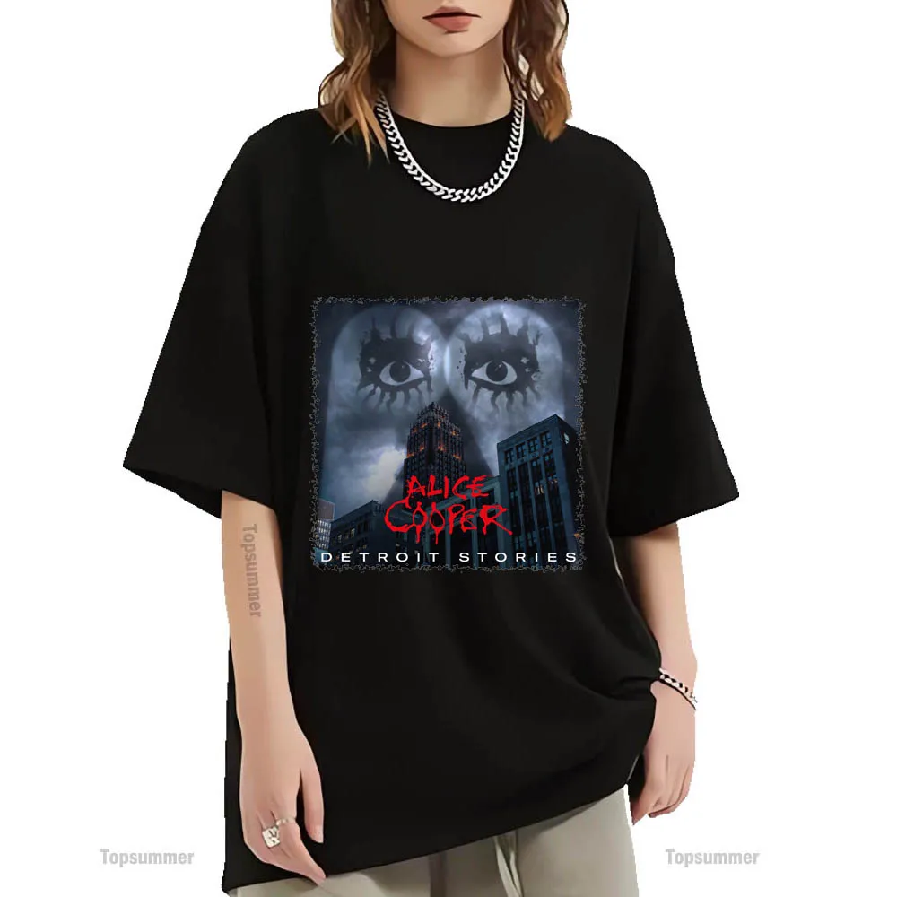 Detroit Stories Album T Shirt Alice Cooper Tour T-Shirt Summer Cool Magliette Oversize Coppie Stampa Grafica Abbigliamento