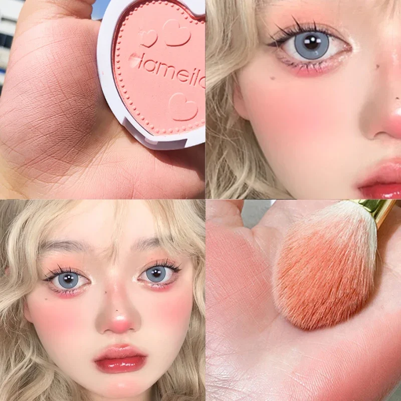 4 Colori Fard Tavolozza Trucco Pesca Rosso Rouge Durevole Polvere Minerale Di Biancospino Naturale Guancia Coreana Fard Donne Cosmetici Viso