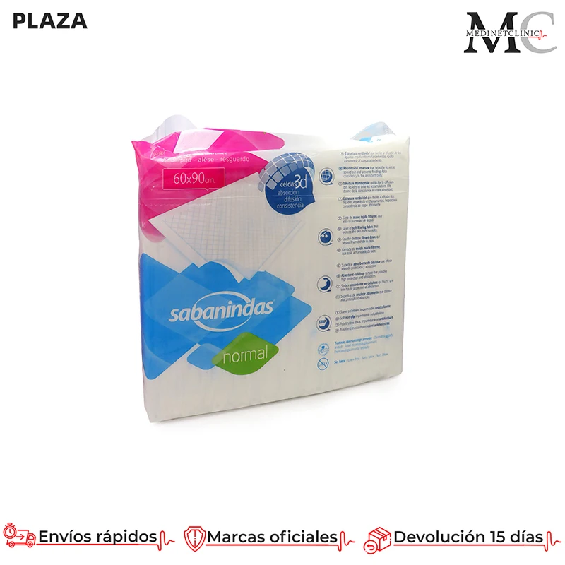 Pack Of 2 Sabanindas Mattress Cover 60*90 Cm 50 Pcs Total. With Reinforced System. For Urine Loss. Rhomboidal Structure. Avoid Squabbling. Compact Cel