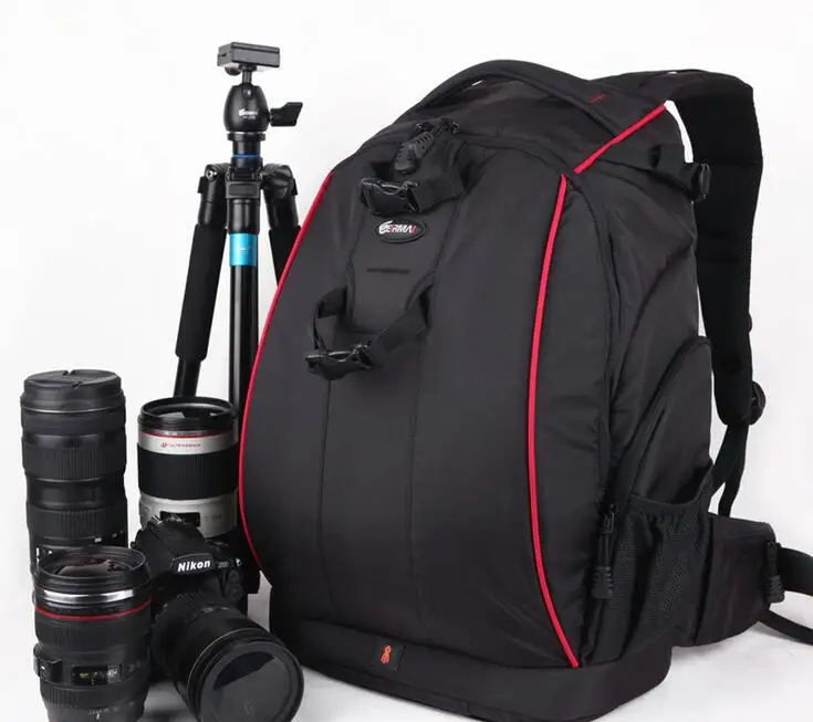 2017 Nuove Borse Per Fotocamera Dslr Borse Per Fotocamera Dslr Zaino Impermeabile Ad Alta Capacità Custodie Per Fotocamere Rosse-Nere
