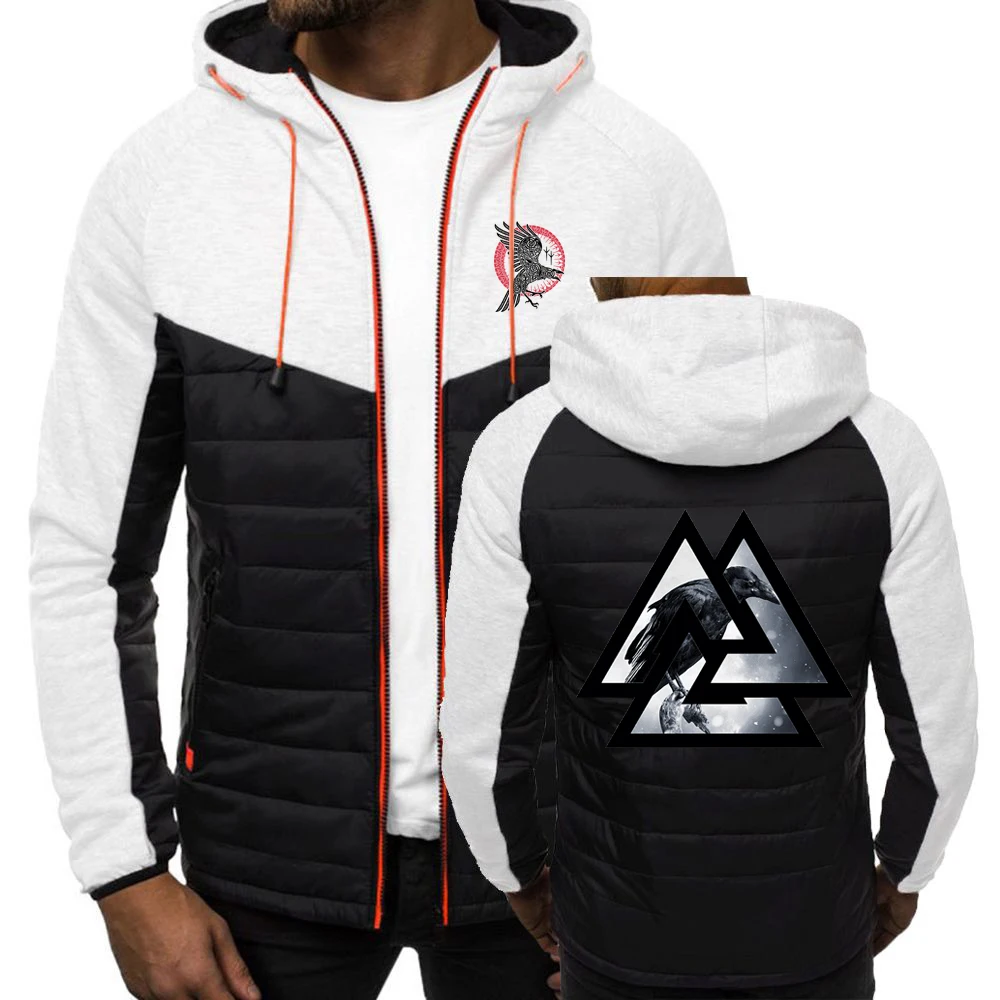 Felpe Con Cappuccio Autunnali Da Uomo Viking Legend Ragnar Raven Logo Fashion Print Uomo Casual 7 Colori Imbottito Sport Zipper Top Giacche Cappotti