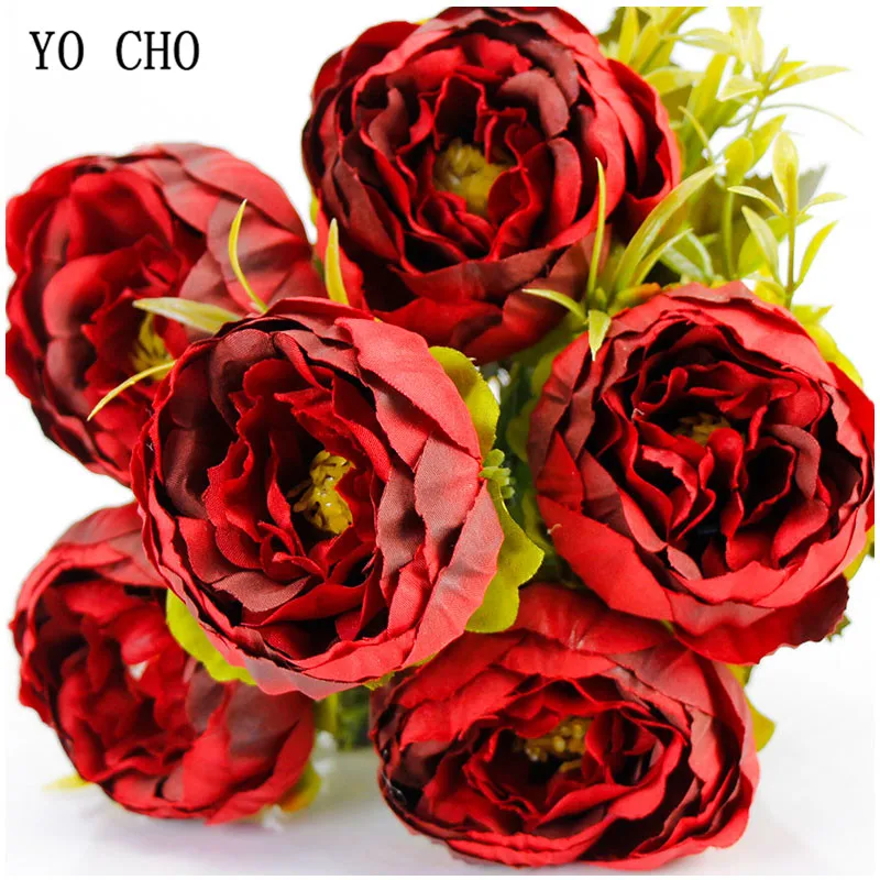 6 Testa Di Peonia Fiori Artificiali Casa Della Decorazione Del Partito Silkartificial Peonia Fiori Di Nozze Bouquet Da Sposa