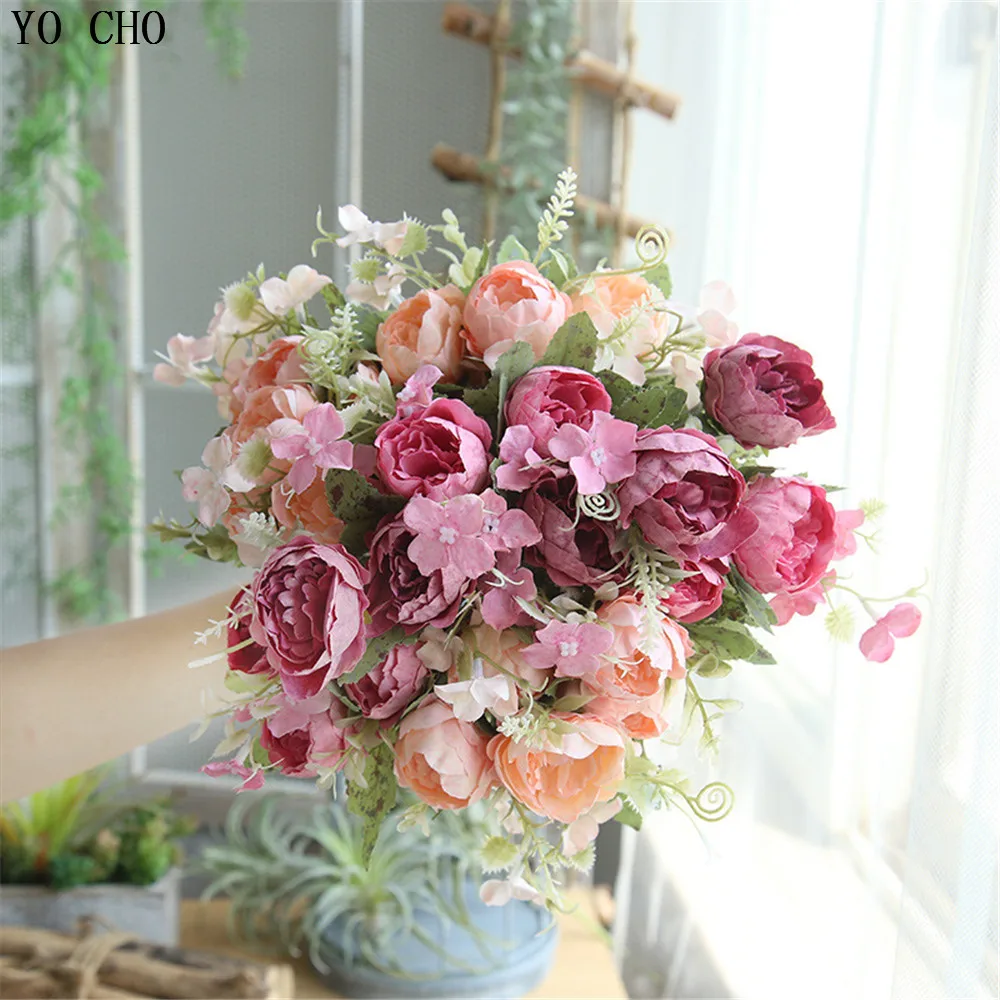 Yo Cho Artificiali Fiori Di Peonia Bouquet Da Sposa Di Seta Rosa Rosa Rossa Bianco Peonia Bouquet Di Fiori Di Nozze A Casa Decorazione Del Partito Del