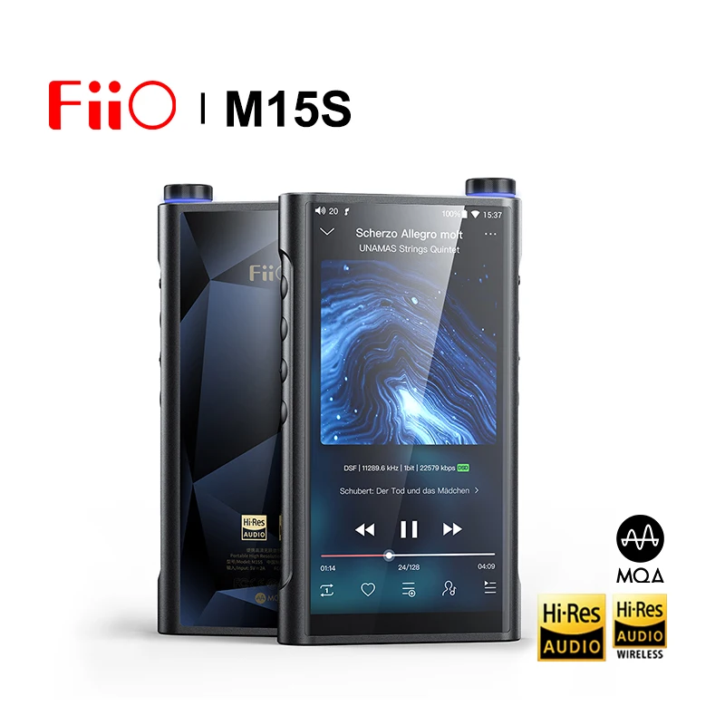 Fiio M15S Android 10 Hi-Res Lossless Protable Music Player Mp3 Mqa Es9038Pro Dac Chip Snapdragon 660 Blluetooth 5.0 Ldac