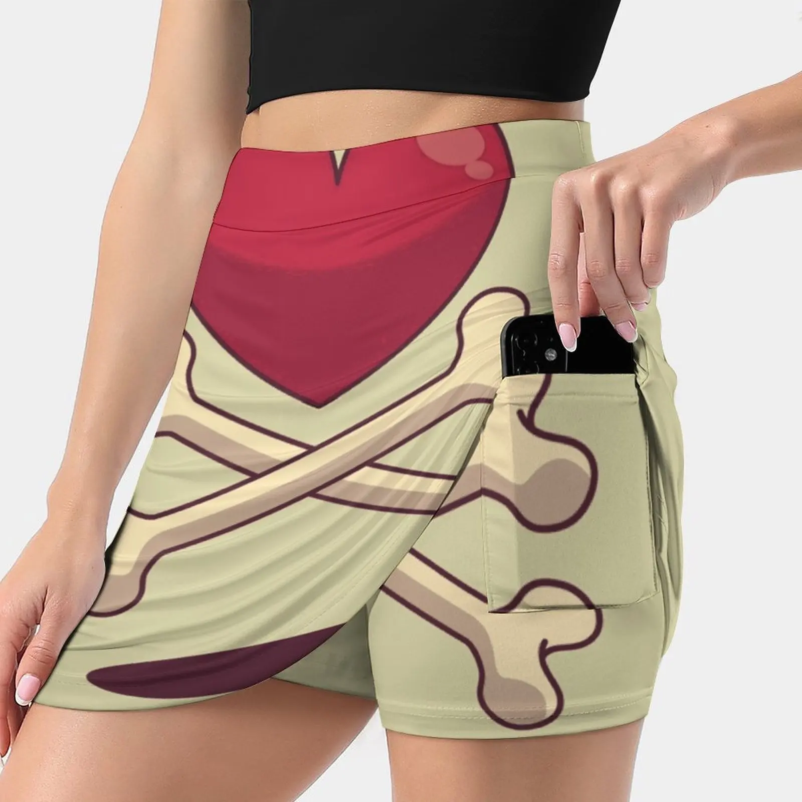 Bone Up On Love Summer Women'S Shorts Gonna 2 In 1 Fitness Yoga Gonna Gonne Da Tennis Bone Love Vector Heart Shinbone Light Shadow